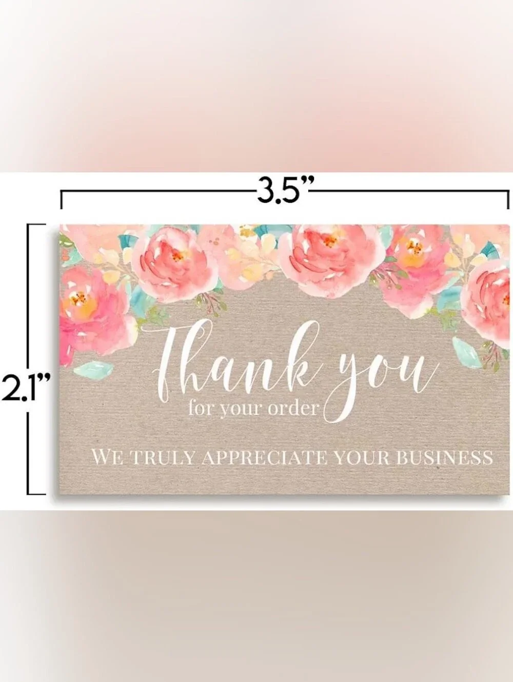 Poly Mailers 10x13 (25) Floral Watercolor Roses & 2x3.5 (25) Thank You Card Set